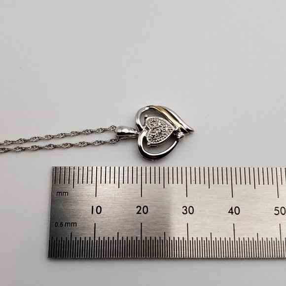 18 Inch 925 Sterling Silver Genuine Diamonds And 14K Gold Accent Necklace - Picture 7 of 8